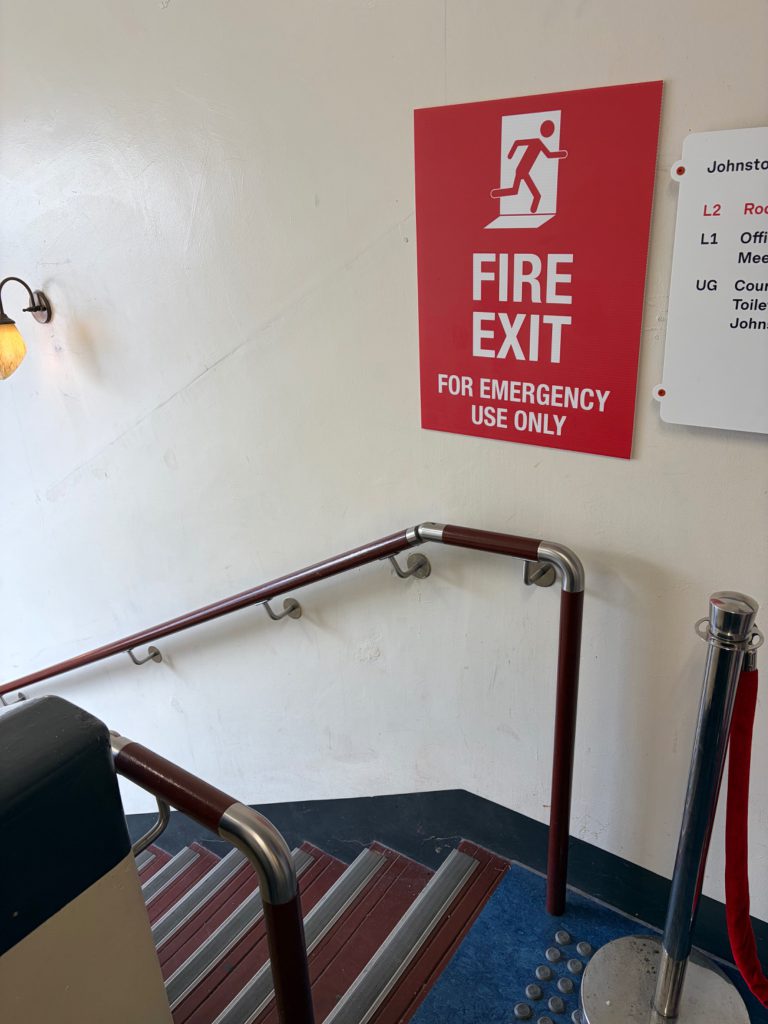 Stair alternative, with handrails and contrasting stair edges. Stair width: 780 mm.